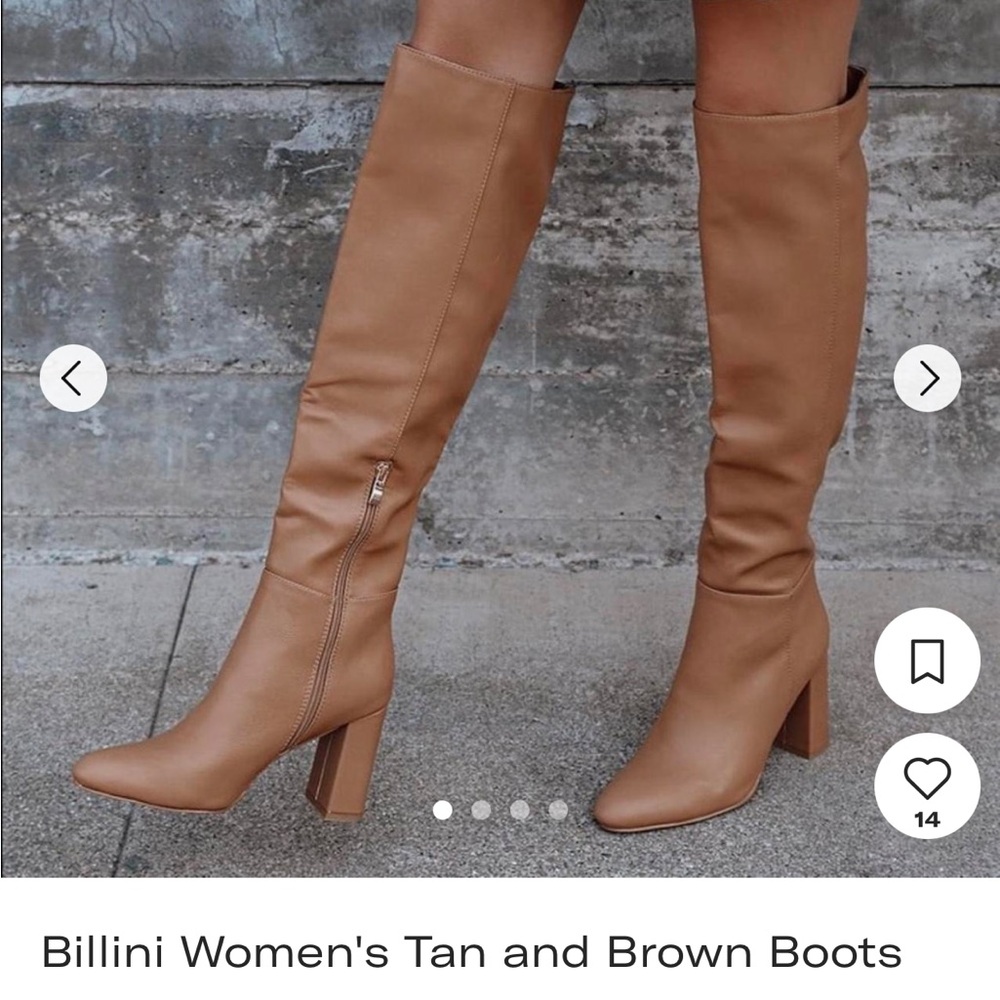 Billini Tan Knee-High Block Heel Boots